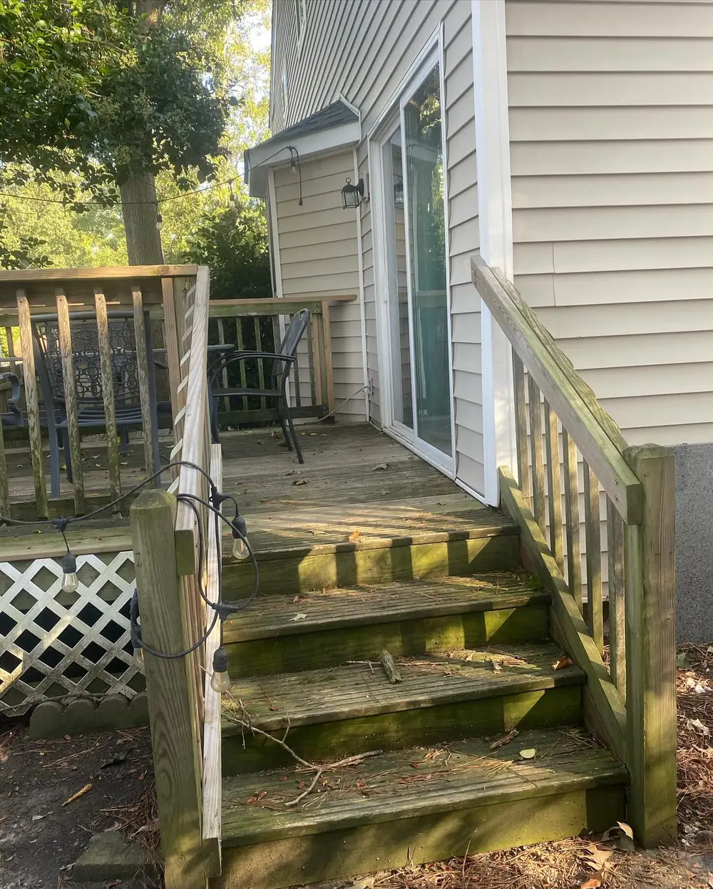Back Deck Steps, Outer Banks, before cleaning