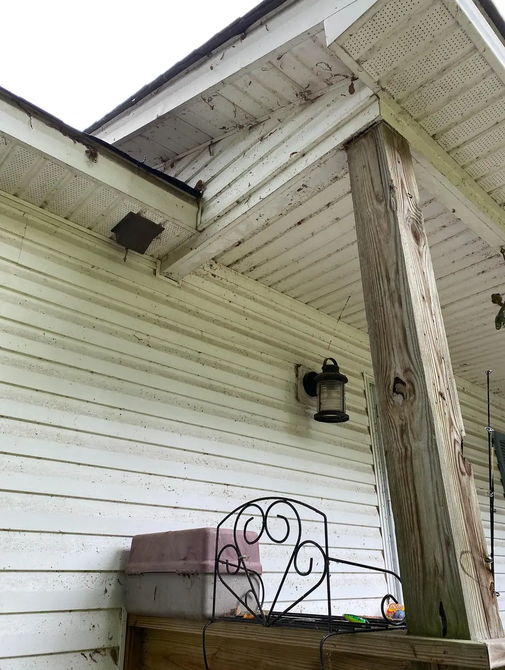 Porch & Soffit Refresh, Grandy, before cleaning