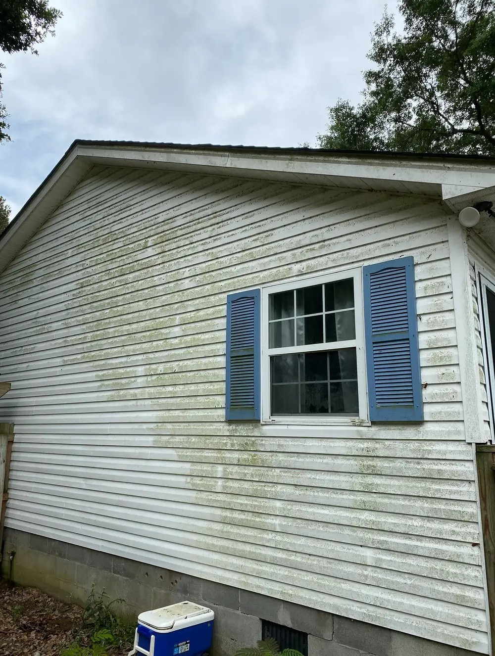 Gable Siding Soft Wash, Grandy, before cleaning