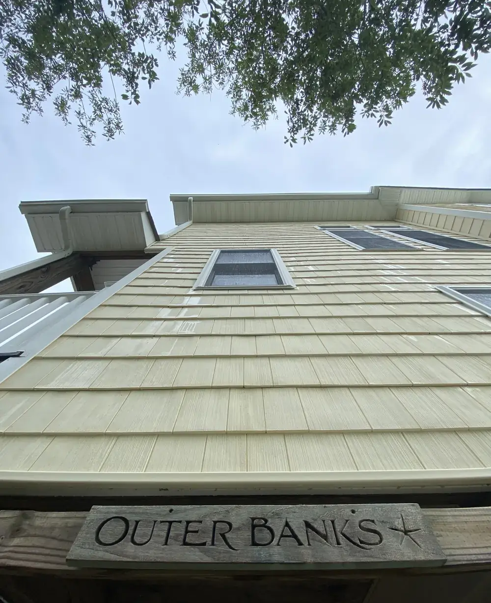 Outer Banks beach house siding clean and bright after soft washing