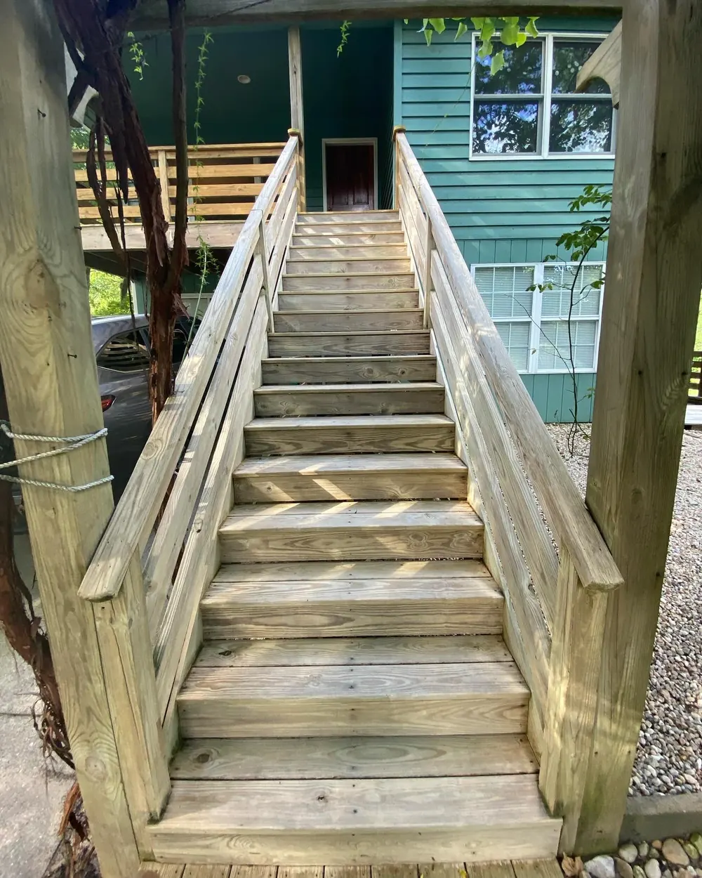 Wood Steps Restoration, Outer Banks, after cleaning by Top Shelf OBX