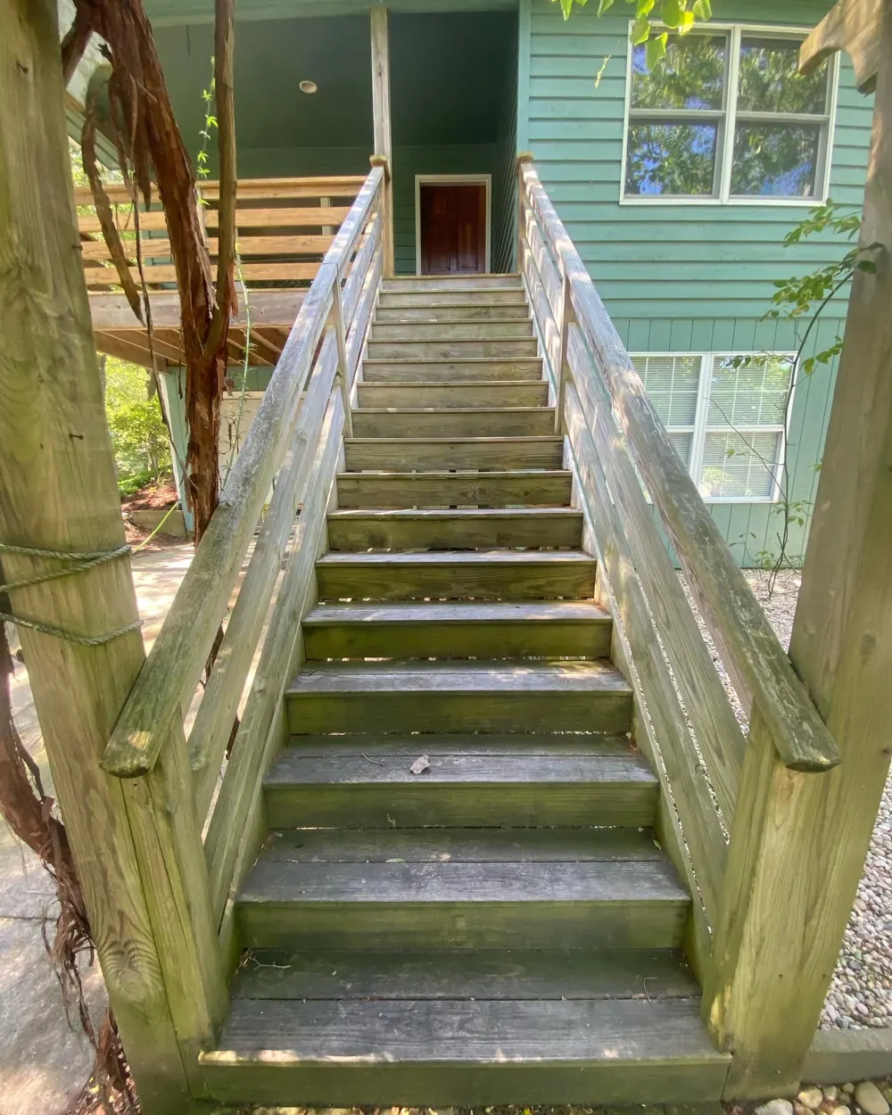 Wood Steps Restoration, Outer Banks, before cleaning