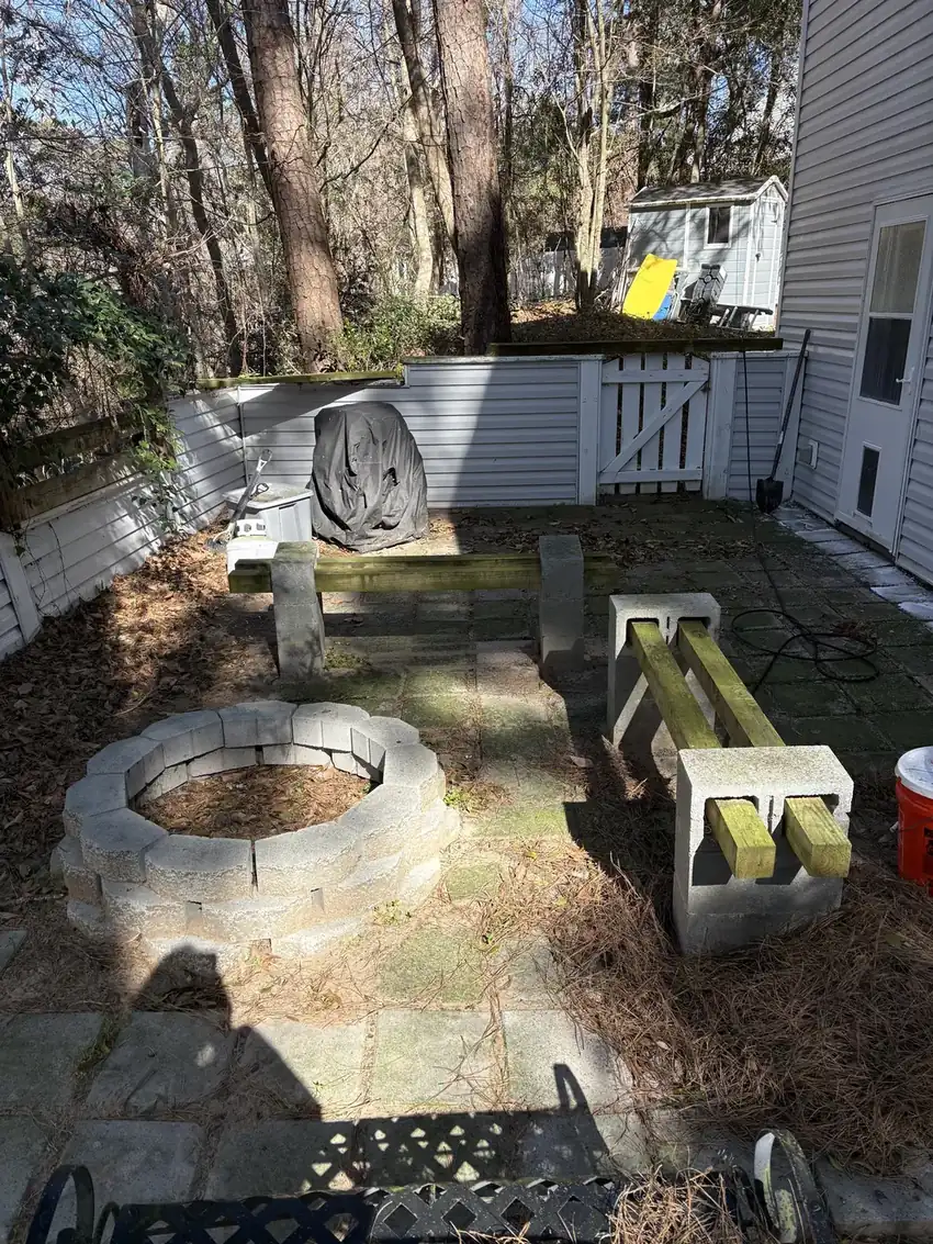 Paver Patio & Fire Pit, Outer Banks, before cleaning